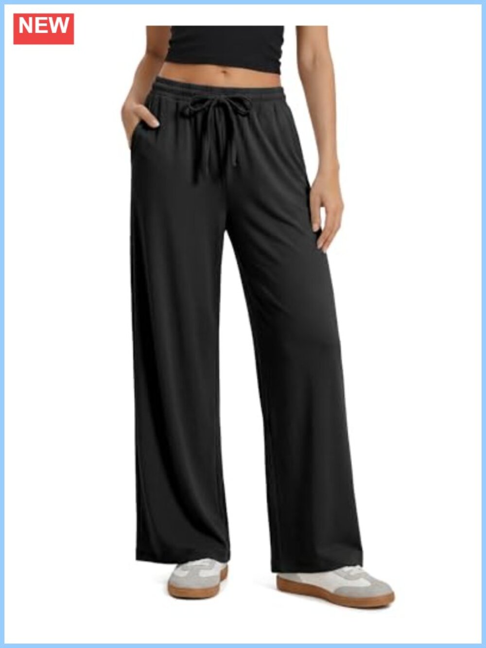 Wide Leg Palazzo Lounge Pants High Waist Drawstring Stretch Pockets